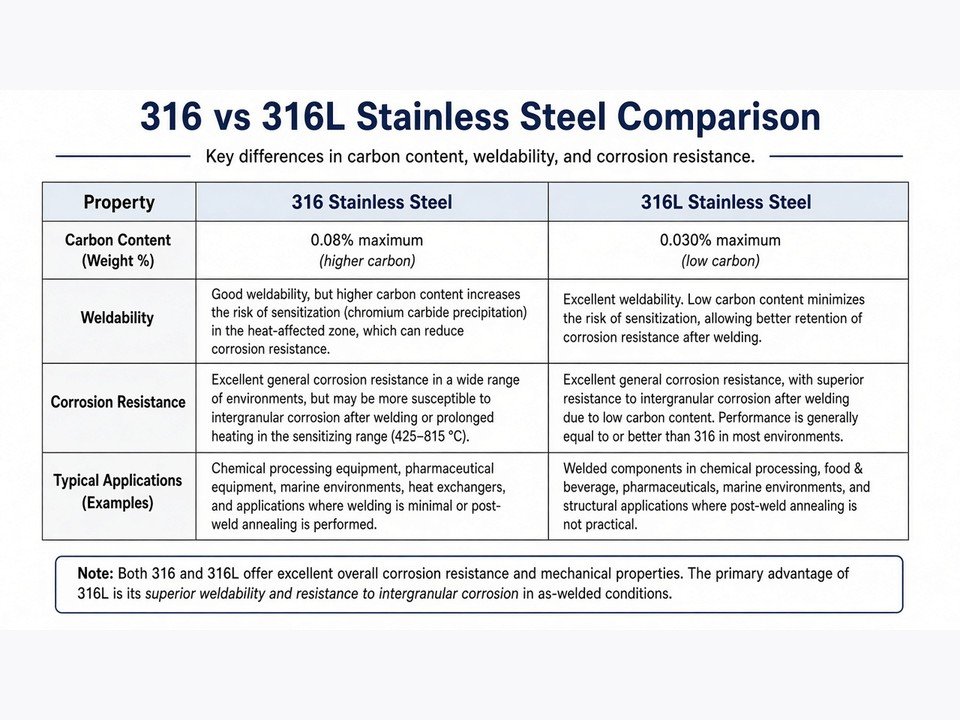 316 vs 316L Stainless Steel: Differences, Properties & Best Uses