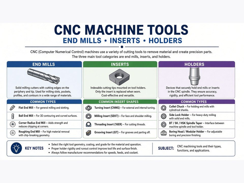 CNC milling cutter and end mill tooling prepared for precision machining