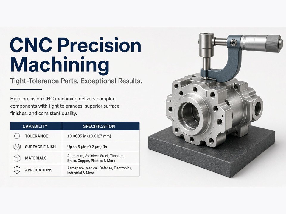 CNC precision machining setup with tooling and workholding