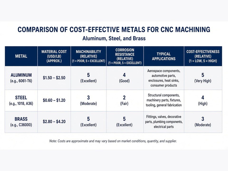 Cost-Effective Metals for CNC Machining: Top Choices & Cost-Saving Tips