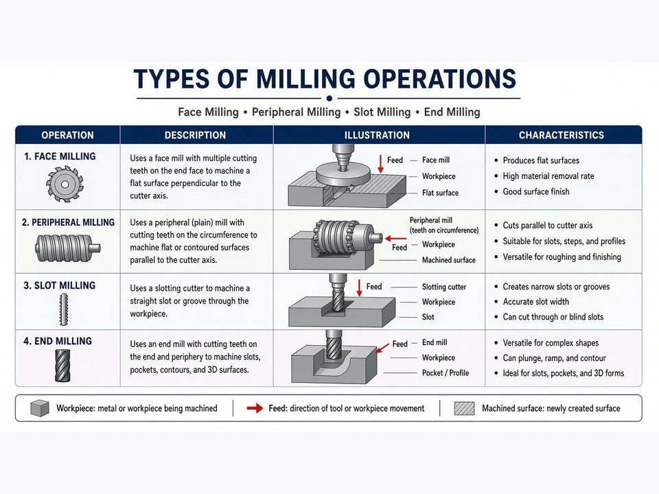 Types of Milling Operations: Complete Guide to Machining Techniques