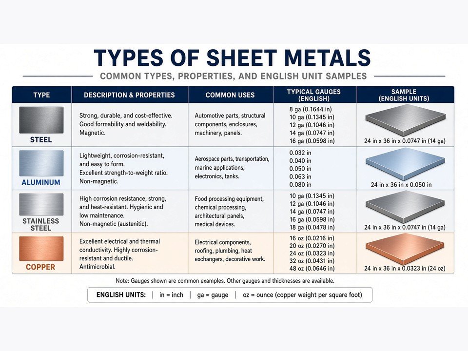 Sheet metal materials arranged for fabrication and engineering comparison